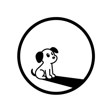 The Runts logo A small dog looking up, inside a circle